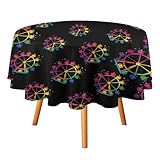 Tischdecke mit Riesenradfahrt und Karneval, rund, dekorative Tischdecke für Veranstaltungen, Hochzeiten, Bankette und Partys, 91,4 x 91,4 cm