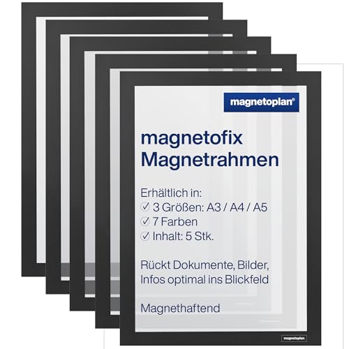 Cadres magnétiques A3 Noir magnetofix par magnetoplan pour affichage propre - Lot de 5