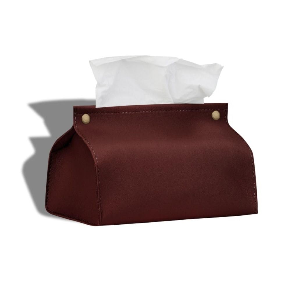 Tissue Box Cover Rechthoekige PU Lederen Facial Tissue Dispenser Box Houder voor Dressoir Badkamer Decor (Bruin