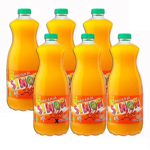 PACK 6 - Zumo de Naranja Simón Life 1,5L – Bebida Refrescante con Zumo de Frutas Enriquecida con Vitaminas | Formato Familiar para Consumo Diario y Desayunos Saludables