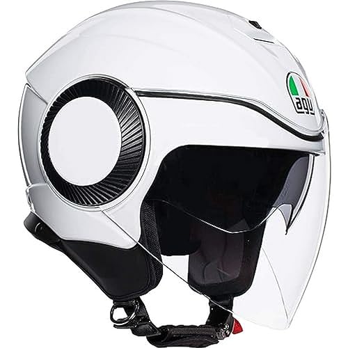 AGV Abierto E2205 Orbyt Solid Casco Moto Jet, Hombre, Blanco Perla, Large