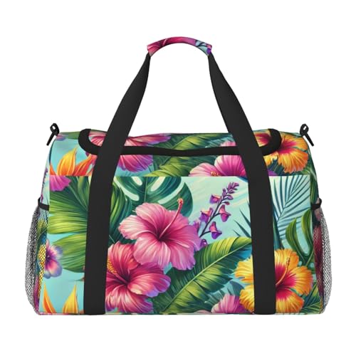 40l Gym Travel Duffel Bag Island Style Floral Hawaii Carry-On Workout Overnight Backpack