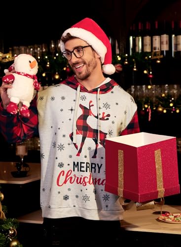 Arvilhill Men's Ugly Christmas Hoodies Vintage Red Plaid Sweatshirt (S-3XL) - Image 6