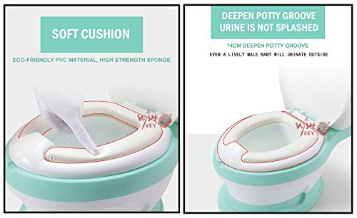Image of WISHKEY Plastic Comfortable Western Style Toilet Training Potty Seat with Upper Closing Lid, Removable Bowl For Toddler Kids (Pack Of 1, Green)