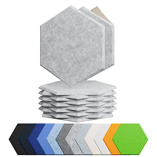 Image of 12 Pack Hexagon Acoustic Panels Self Adhesive Sound Proof Foam(Silver Gray)