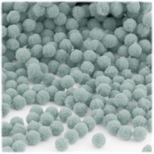 The Crafts Outlet 100-Piece Multi Purpose Pom Poms, Acrylic, 7mm/0.28-inch, Round, Gray
