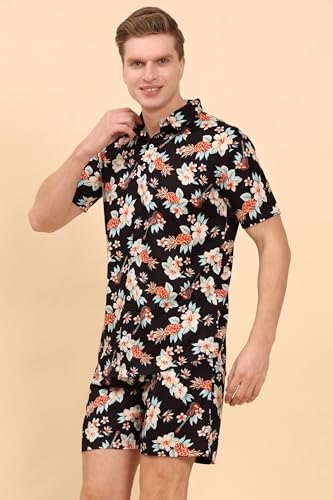 Image of Mens Printed Casual Shirts and Shorts Set Button Down Co-ord Set