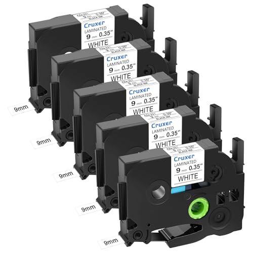 Cruxer 5�p�b�N �����p P-Touch TZe-221 TZ-221 ���x���e�[�v ������ �����~�l�[�g���H 9mm 0.9�C���` Ptouch PT-D200 PT-D210 PT-D400 PT-D450 PT-D600 PT-H100 PT