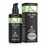 Satin Naturel Bio Aloe Vera Gel 200 ml – 100% Vegan & Naturkosmetik – Hochkonzentriertes Aloe Vera Gel – Mit Hyaluron & Panthenol – After Sun & Feuchtigkeitspflege Für Gesicht, Körper & Haare