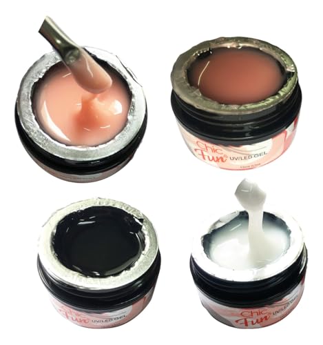 4un Gel Alongamento Unha Profissional Base Manicure Sortido(Nude 07,Pink 01,Branco,Transp)