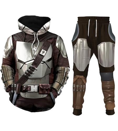 DOEUIRPTY Adult Mens Hoodie Set for Halloween and Christmas Cosplay 3D Print Unisex Lounge Sweatshirt Suit Bring Pants Large