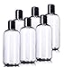 8oz Plastic Clear Bottles (6 Pack) BPA-Free Squeeze Containers with Disc Cap, Labels Included
