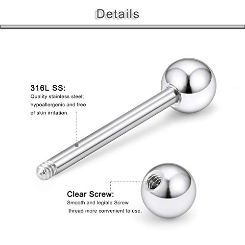Yaalozei YLZ1915 16G Nipple Rings Piercing Jewelry Stainless Surgical Steel Silver Nipple Nipplerings Rings Bar Barbell Piercing Body Jewelry Rings For Women Shiny Cz Round Shape thumb #1