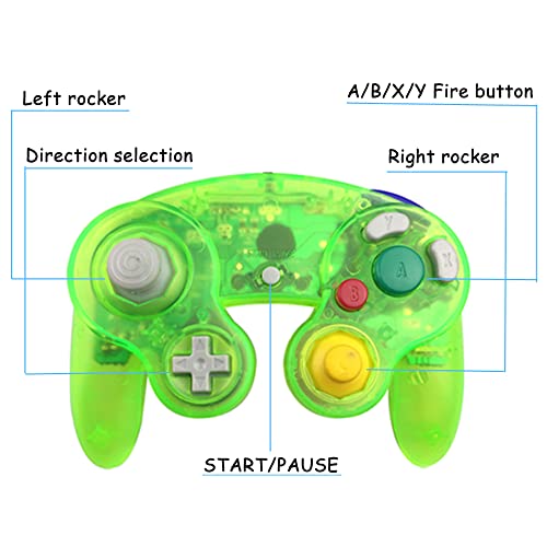 Image of Reiso Gamecube Controller, 2 Pack NGC Classic Wired Controller for Wii Game cube Console (Clear Purple and Green)