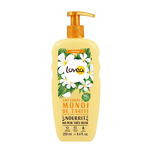LOVEA - Lait Corps - Monoï De Tahiti - Nourrit & Adoucit - Pour Peaux Très Sèches - 96% D'Origine Naturelle - Sans Silicone - Vegan - Fabriqué En France - 250 ml