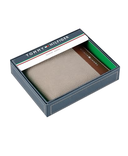 Image of Tommy Hilfiger Mens Two-Tone Leather Slim Bifold Wallet with ID Window
