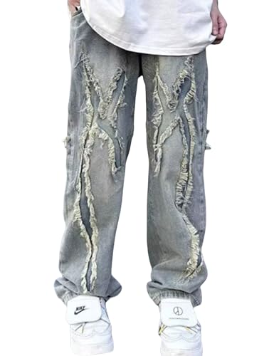 Y2k Baggy Jeans Vintage Distressed Jeans Hip Hop Pants Loose Fit Stacked Jeans Trousers Streetwear