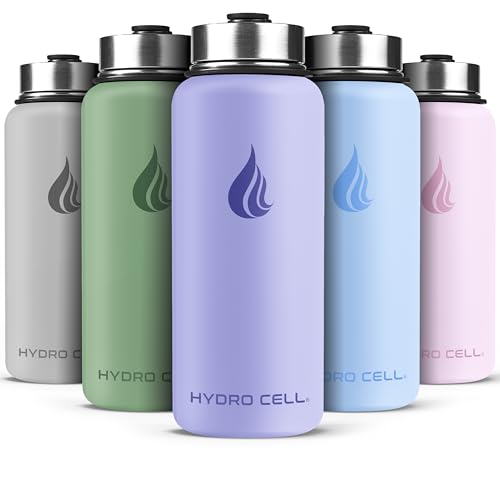 Image of HYDRO CELL Stainless Steel Insulated Water Bottle with Straw - For Cold & Hot Drinks - Metal Vacuum Flask with Screw Cap and Modern Leakproof Sport Thermos for Adults (Lilac 32oz)