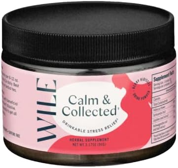 Wile Calm & Collected, Stress Relief Drink Mix for Women, Reduce Worry & Boost Mood with Ashwagandha Powder, Acai & Goji Fruit, Plant-Derived Formula for Mood & Energy, Menopause Relief for Women