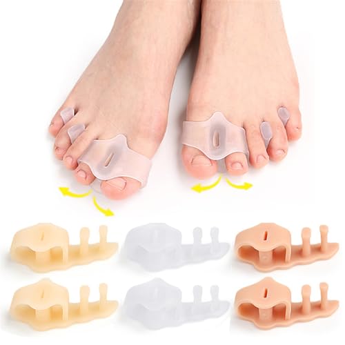 Toe Separators, 3 Pairs Gel Toe Spacers Toe Spreaders for Men Women, Silicone Toe Straightener Splint with 2 Loops, Bunion Corrector for Plantar Fasciitis, Overlapping Hammer Toes, Foot Toe Alignment