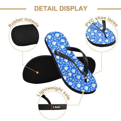Burbuja Cat on Blue Flip Flops for Women Men, Soft Thong Sandals Rubber Slippers for Pool Beach Essentials3