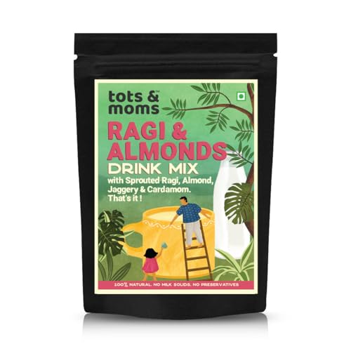 Tots & Moms NO Sugar Drink Mix with Jaggery for Kids | Naturally Sweetened with Jaggery | No Sugar No Milk Powder No Preservatives Made Fresh | 200g (200 g (Pack of 1), Sprouted Ragi & Almond with Jaggery) (B08X4N9CPF) Amazon Price History, Amazon Price Tracker