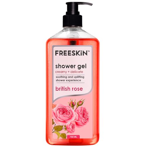 Image of Freeskin British Rose Shower Gel-750ml Creamy + Delicate - Luxurious Floral Body Wash with Natural Rose Extracts for Gentle Cleansing, Deep Hydration, and Soft, Smooth Skin - Suitable for All Skin Types - Paraben & Sulfate Free