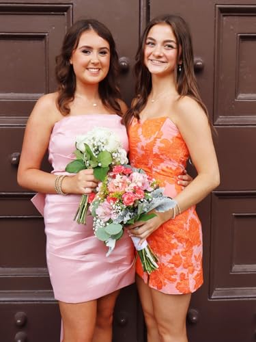 Jacquard Satin Homecoming Dresses for Teens 2025 Strapless Short Tight Bodycon Cocktail Mini Party Dress3