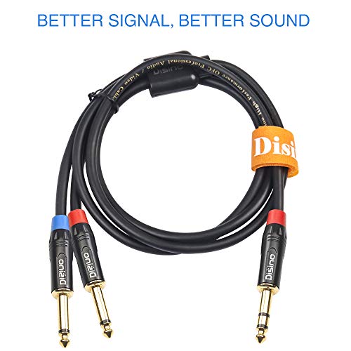 Disino 1/4 Inch Trs Stereo Y-Splitter Insert Cable, 1/4 Inch Male Jack To Dual 1/4Inch(6.35Mm) Male Ts Mono Breakout Cable Audio Patch Cord - 3.3 Feet/1 Meter #TOP4