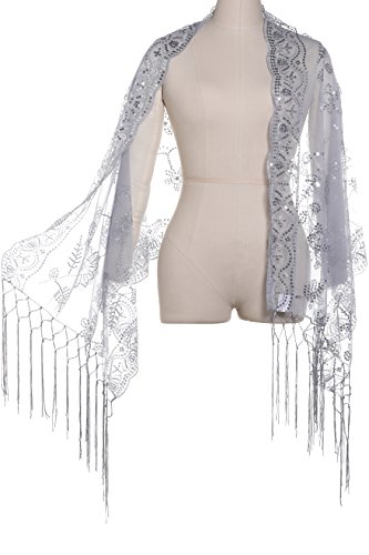 BABEYOND 1920s Shawl Wraps Sequin Fringed Evening Cape Wedding Bridal Shawl Scarf for Evening Dresses Party4