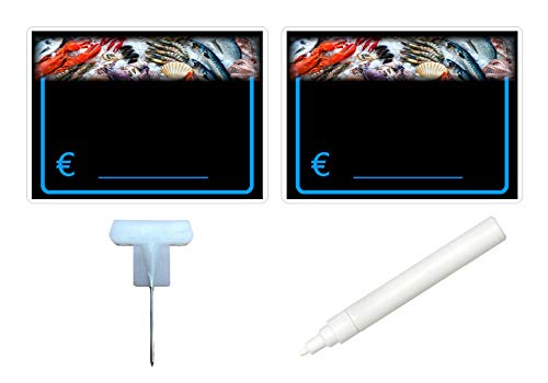 KIT 30 SEGNAPREZZI PLASTIFICATI PESCHERIA 8,3X11,3...