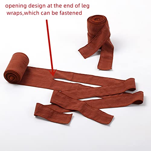 Medieval Mens Viking Cotton Long Puttees Leg Wraps Belt LARP Pirate Cosplay Costumes（Length:165.35 inches）