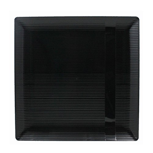 Exquisite Disposable Black Plastic Plates Square Linear 40 Pack