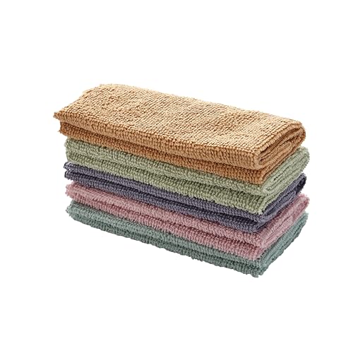 Lawazim 5 Piece Cleaning - Multi-Color Towel - 30x30cm - Highly Absorbent Reusable Microfiber Towels with Lint-Free Texture - Ideal for Kitchen Car Glass and Multi-Surface Cleaning - Multi-Color
