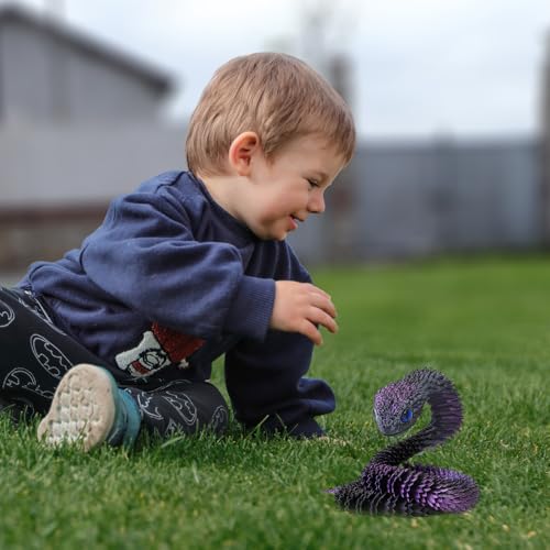 XPJBKC 3D Gedruckte Schlange Spielzeug, 40 cm Flexible SchlangenFidget Toys, 3D Gedruckte Tiere Spielzeug, 3D Gedruckte Kunststoff Schlangen für Büro und Zuhause Dekorationen (Lila)