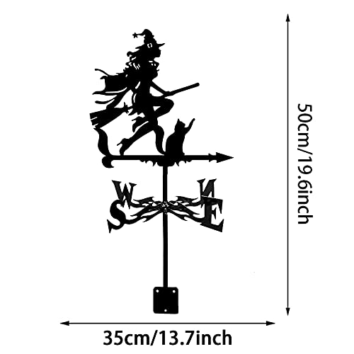 Girouette en acier inoxydable indicateur de direction du vent sorcière chat pour extérieur - 2