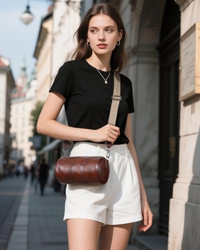 COOLCY Crossbody Bags for Women Genuine Leather Soft Trendy Circle Cross Body Shoulder Bag Designer Cylinder Purses handbags3