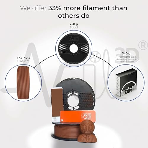 Image of NFIL3D 1KG Net Rpla Brown 3D Printer Filament | Filaments for 3D Printer| 1.75mm| Accuracy - + /- 0.015mm | 1000g 3D Filament, 250g Spool & 350g Packaging Weight (Total Weight 1.6KG)