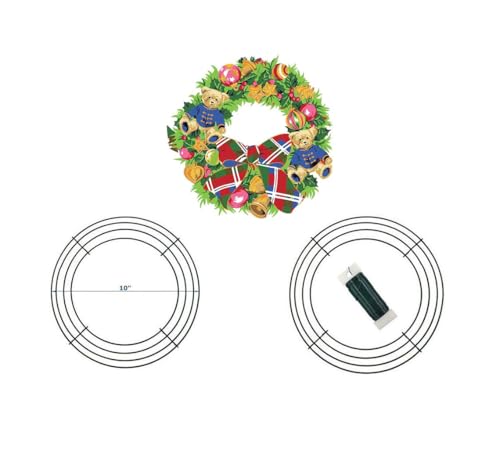 10 Inch Christmas Green Wire Wreath Frame,2 Pack Metal Front Door Wreath Round Form Iron Ring for Christmas, New Year Decors, Crafts, DIY, Holidays, Events