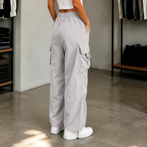 Women's Cargo Pants Drawstring Waist Wide Leg Utility Work Trousers - image 6