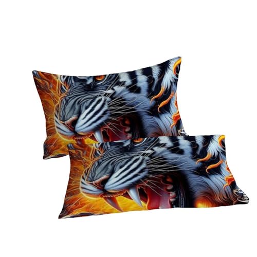 Housse de couette tigre 200x200 pour lit double avec fermeture éclair pratique