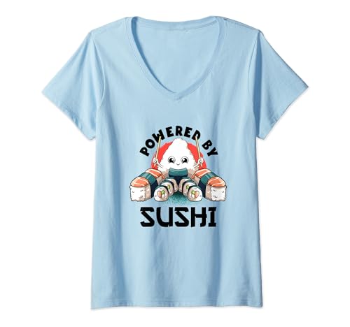 Femme Propulsé par Sushi Lover Kawaii Cute Food Japanese Anime Sushi T-Shirt avec Col en V