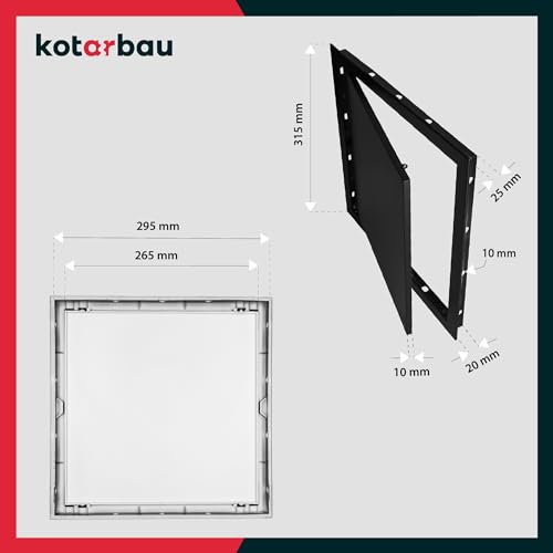KOTARBAU® Revisionstür 30x30 cm Revisionsklappe Trockenbau Schwarz Kunststoff Wartungsklappe Revisionsdeckel Serviceklappe Revitür Reinigungsklappe