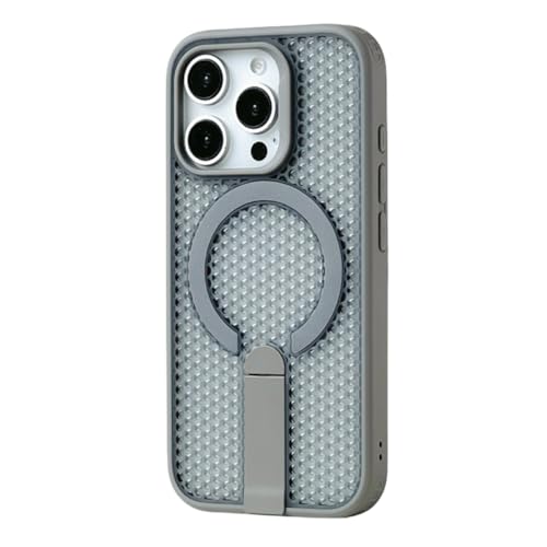 Sanlinba iPhone 16E 用 ケース MagSafe対応 放熱 冷却 薄型 クリア メッシュ 耐衝撃 マグネット ケース スタンド付き ワイヤレス充電対応 エッジの滑り止め 指紋防止 カバー