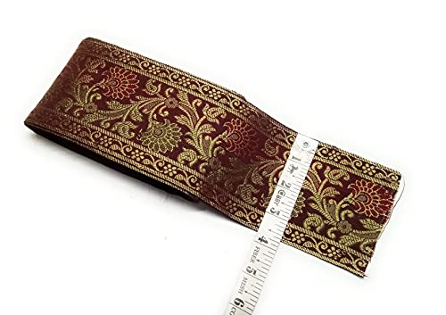 Image of Floral Brocade Ethnic Work Laces and Borders Material for Dresses, Sarees, Lehenga, Suits, Blouses, Dupatta, chunri and Crafts