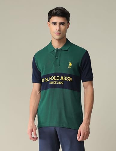 Image of U.S. POLO ASSN. Solid Slim Fit Polo T Shirts for Men - 100% Cotton, Half Sleeves Mens Tshirt