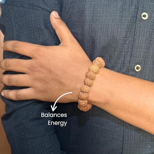 Image of Certified 7 Mukhi Nepali MahaLakshmi Siddh Rudraksha Bracelet for Men & Women | Brings Positive Energy ,Wealth & Success | Spiritual Healing Stretchable Divine Astrology Bracelet | AAA Grade Hand Picked 15 mm Rudraksha Beads - No Artificial Colors | Shani Dosha Remedy