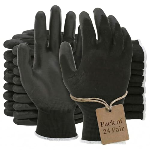 Image of Multipurpose Nylon Anti Cut PU Nitrile Coating Work Safety Gloves Black Pair 24