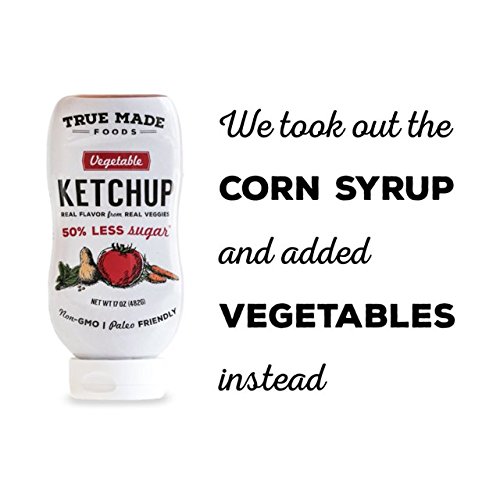 True Made Foods Vegetable Ketchup, Paleo Friendly, Non-GMO, Low Sugar, 17oz Squeeze Bottle, Pack of 2 - Thumbnail 3