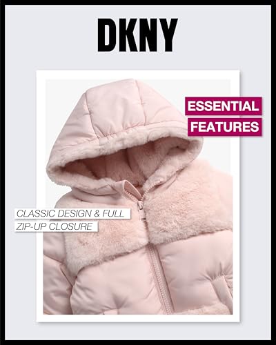 Dkny Baby Girls' Winter Coat - Polar Fleece Lined Hooded Bubble Jacket For Toddlers thumb #2